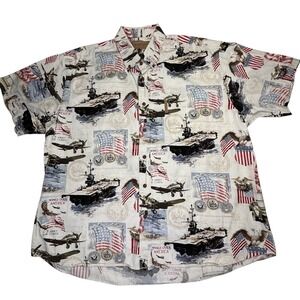 Clearwater Outfitters Patriotic Shirt XXL‎ USA Flag Planes Military Cotton